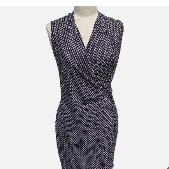 Ann Taylor Dresses & Skirts - Ann Taylor Black and White V-Neck Wrap Sheath Midi Dress